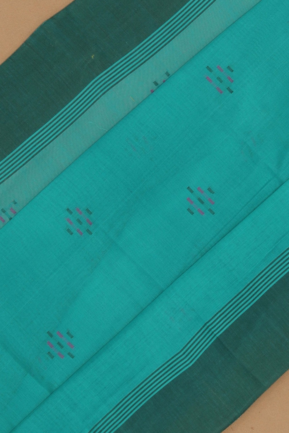Image of South Cotton Teal Blue Saree